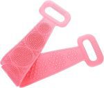 Silicone Body Back Scrubber - Pink Double Side Bathing Brush for Skin Deep Cleaning Massage | Dead Skin Removal Exfoliating Belt for Shower| Back Body Scruber