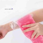 Silicone Body Back Scrubber - Pink Double Side Bathing Brush for Skin Deep Cleaning Massage | Dead Skin Removal Exfoliating Belt for Shower| Back Body Scruber - Image 4