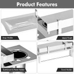 4 in 1 Stainless Steel Bathroom Shelf Multipurpose Home Accessories Organizer Set Corner Wall Mount Rack with Mirror Finish Holder for Towel Soap & Toothbrush (Pack of 1, Silver) - Image 2