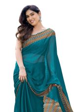 Women’s Stylish Chiffon Contrast Border-Pallu Printed Saree with Blouse Piece