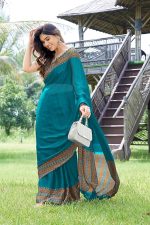 Women’s Stylish Chiffon Contrast Border-Pallu Printed Saree with Blouse Piece - Image 5