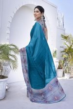 Women’s Chiffon Floral Printed Saree with Blouse Piece - Image 2