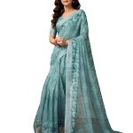 Women’s Cotton Linen Printed Readymade Saree 1 Minute Ready to Wear Saree With Unstitched Blouse Piece