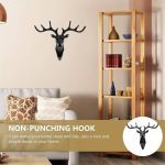 Exquisitely Crafted Deer Head Hanging Hook Self Adhesive Wall Door Hook Hanger for Bags, Keys, and More Rustic Wildlife-Inspired Decorative Holder with Easy Stick-On Design (Black) - Image 3