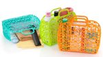 Plastic Foldable Basket Bag || Fruit & Vegetable Storage Basket (3 Pcs Set / Multicolor)