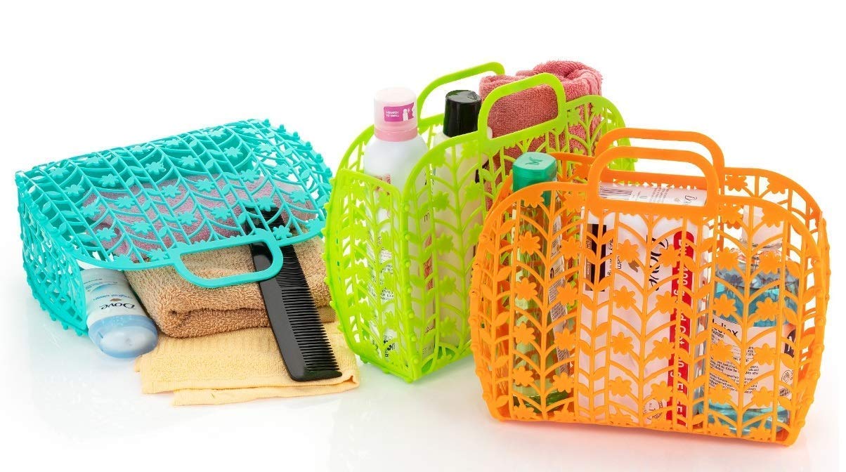 Foldable Bag1 Plastic Foldable Basket Bag || Fruit & Vegetable Storage Basket (3 Pcs Set / Multicolor) - Image 1