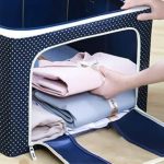 Foldable Steel Frame Cloths Zip Organizer Bag and Oxford Fabric Storage Living Cover Boxes For Wardrobe Organizer Shelves Clothes, Sarees, Bed Sheet, Blanket (Pack of 1) - Image 5