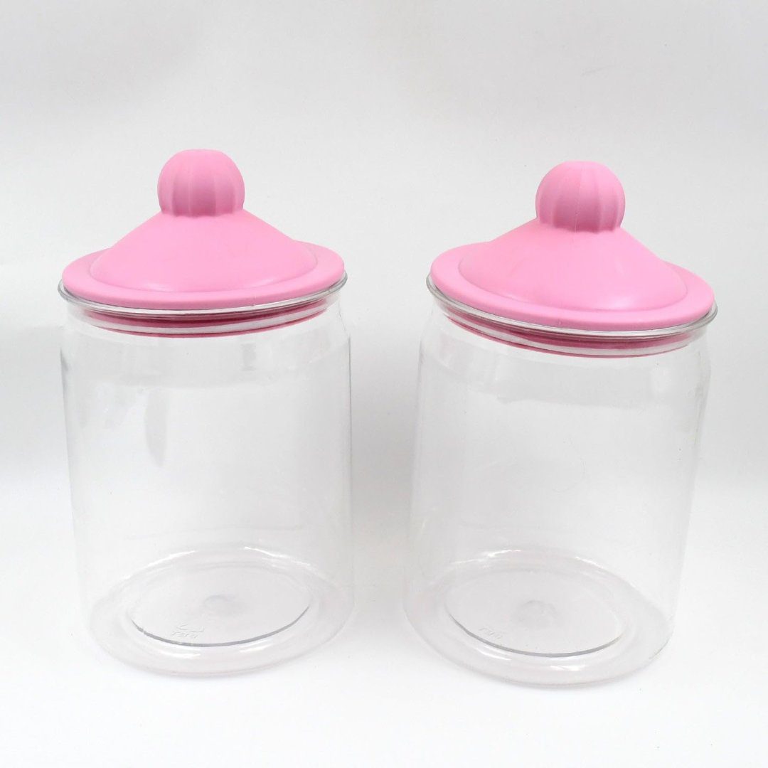 Jar Set1 Transparent Kitchen Plastic Container/Jar Set (2 Pcs Set / 1100 ML Approx) - Image 1