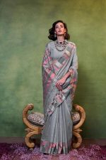 Women’s Kanjivaram Soft Cotton Linen Silk Saree With Unstitched Blouse Piece - Image 2