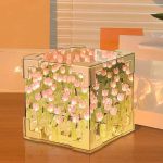 Cube Tulip LED Mirror Lamp – Square Decorative Flower Night Light, 2-in-1 Mirror & Dynamic Artificial Flower Table Lamp for Bedroom, Living Room, Desktop Décor & Gifting - Image 2