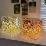 Cube Tulip LED Mirror Lamp – Square Decorative Flower Night Light, 2-in-1 Mirror & Dynamic Artificial Flower Table Lamp for Bedroom, Living Room, Desktop Décor & Gifting - Image 4