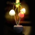 3D LED Night Lamp with Plug Smart Sensor auto On/Off and Color Change Mushroom Flowers Beautiful Illumination Home Decoration Lights for Bedroom Corridor (Multicolour) (Single Pack)