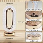 Touch Control Crystal Table Desk Lamp, 3-Way Dimmable Light, USB Rechargeable Crystal Diamond Table Lamp, Exquisite Night Stand Light Lamp Beside Lamp for Bedroom Living Room, Decorative Desk Lamp - Image 4