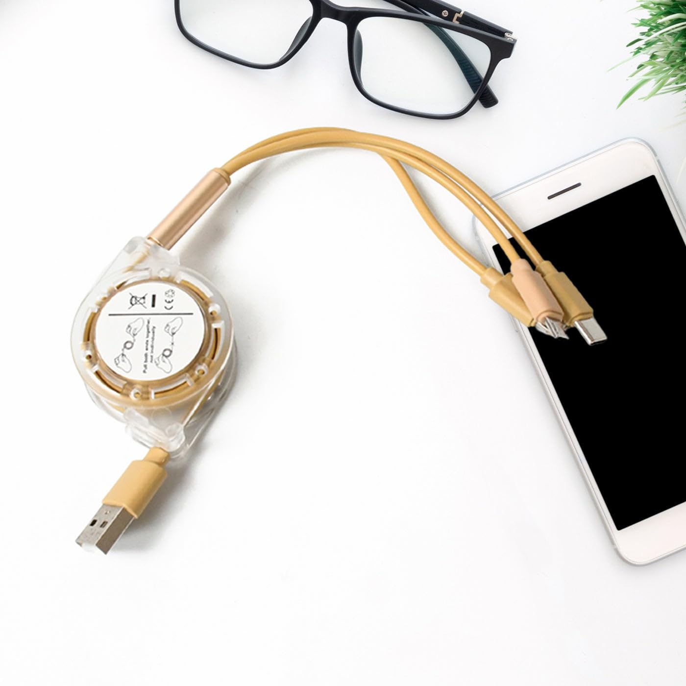 Multi Charging1 Retractable Charger Charging Cable, Micro USB Cable, 3 in 1, Multi Charging Cable, Compatible with Phone/Type C/Micro Android USB and Other Mobile Devices (1 Pc) - Image 1
