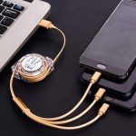 Retractable Charger Charging Cable, Micro USB Cable, 3 in 1, Multi Charging Cable, Compatible with Phone/Type C/Micro Android USB and Other Mobile Devices (1 Pc) - Image 2