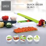 14 in 1 Multipurpose Chopper, Fruits & Vegetable Cutters, Grater Peeler Chipser, Unbreakable Food Grade Body, Easy Push to Clean Button Slicer Dicer, Chopper for Kitchen (Green, Plastic) - Image 5