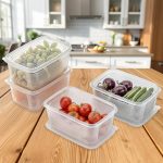 Multipurpose Plastic Food Storage Container Set with Airtight Lids – Transparent Rectangular Boxes for Kitchen Storage, Refrigerator, Fruits, Vegetables, Meal Prep – (Pack of 6) - Image 4