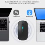 Bluetooth Office Mouse, Sleek Silent Click Dual Wireless Connectivity (Bluetooth 5.2 & 2.4Ghz dongle), Rechargeable Battery, 1200 DPI, Compatible with Laptop, MacBook, PC (Grind Black) - Image 2