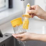 Oil Dispenser Bottle with Built-in Silicone Oil Brush Glass Olive Oil Dispenser Bottle with 2 in 1 Silicone Brush for Barbecue, BBQ, Salad, Pancake (Orange) - Image 4