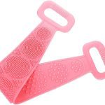 Silicone Body Back Scrubber - Pink Double Side Bathing Brush for Skin Deep Cleaning Massage | Dead Skin Removal Exfoliating Belt for Shower| Back Body Scruber