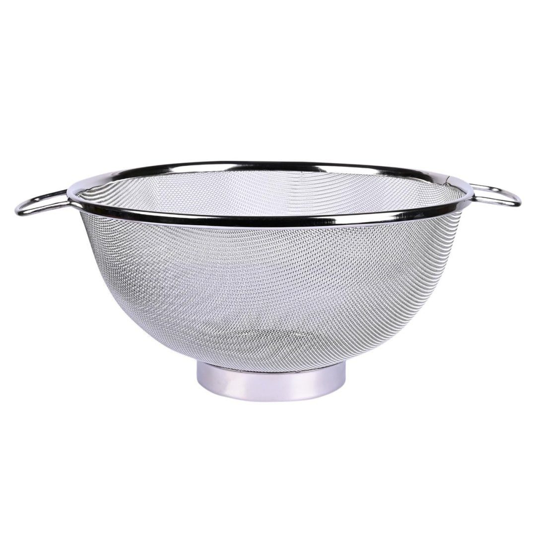 Stainless Steel1 Stainless Steel Colander Strainer Drainer with Handle (Silver) - Image 1