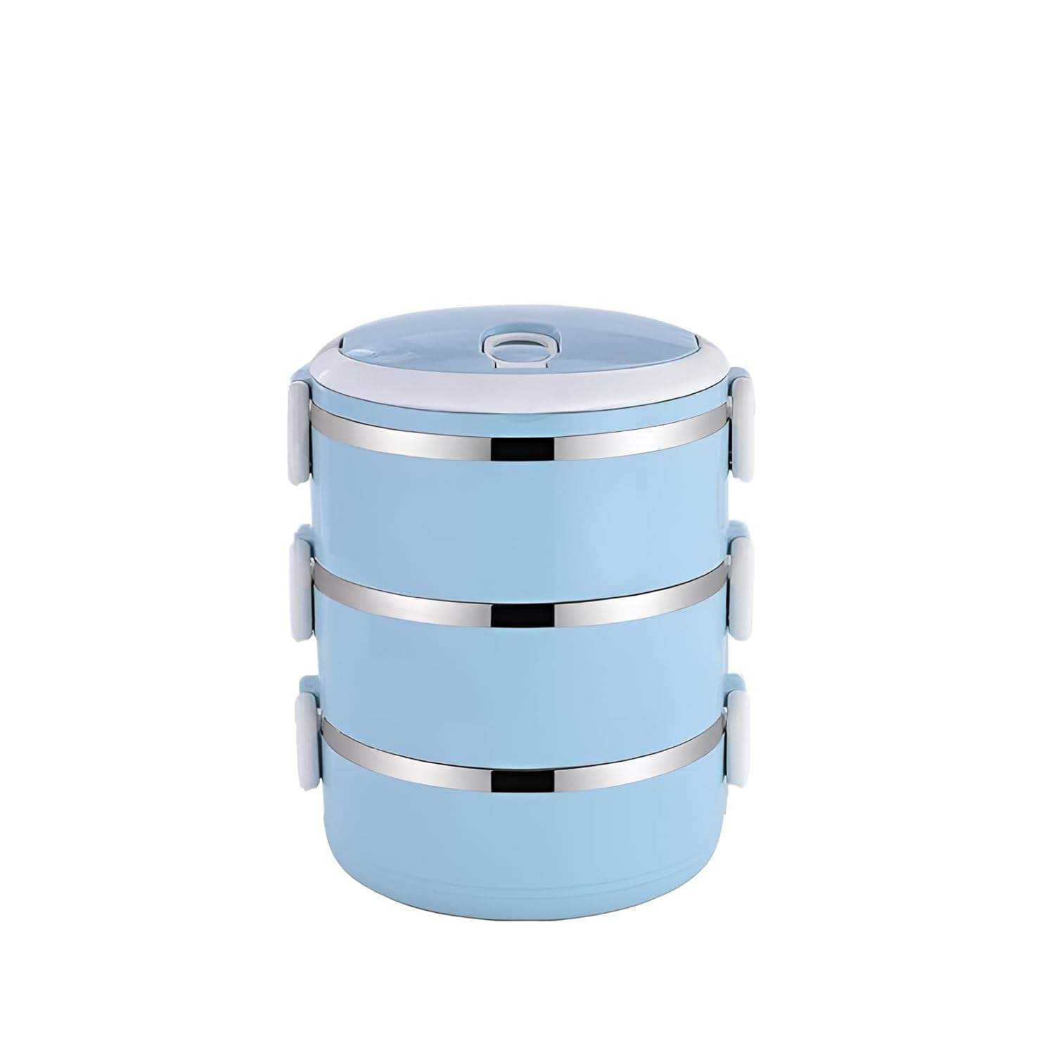 Steel Hot Lunch1 Insulated Stainless Steel Hot Lunch Box, Multi-Layered, Leak-Proof and Travel-Friendly Food Container for Office, School and On-The-Go Meals, Multicolor 3 Layer Lunch Box (Pack of 1) - Image 1