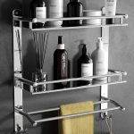 Multipurpose Stainless Steel Double Layer Shelf with Towel Rod I Multipurpose Wall Mount Bath Shelf Organizer l Bathroom Shelf and Rack I Bathroom Accessories - Chrome Finish, Silver