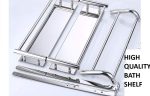 Multipurpose Stainless Steel Double Layer Shelf with Towel Rod I Multipurpose Wall Mount Bath Shelf Organizer l Bathroom Shelf and Rack I Bathroom Accessories - Chrome Finish, Silver - Image 5