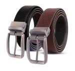 Reversible Men’s Belt | Formal & Casual Synthetic Leather | Rotating Buckle | Adjustable Cut-to-Fit | Dress, Office, Jeans Belt
