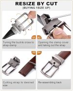 Reversible Men’s Belt | Formal & Casual Synthetic Leather | Rotating Buckle | Adjustable Cut-to-Fit | Dress, Office, Jeans Belt - Image 4