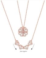 Jewellery Multi Wearing Heart Necklace 4 Heart Magnetic Rose Gold Necklace Pendant Heart Toggle Necklace Diamond Women/Girls Accessories