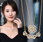 Jewellery Multi Wearing Heart Necklace 4 Heart Magnetic Rose Gold Necklace Pendant Heart Toggle Necklace Diamond Women/Girls Accessories - Image 2