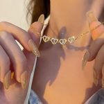 Jewellery Multi Wearing Heart Necklace 4 Heart Magnetic Rose Gold Necklace Pendant Heart Toggle Necklace Diamond Women/Girls Accessories - Image 3