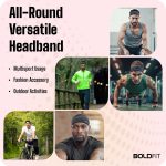 Polyester Blend Head Band for Man Sports Head Bandana for Men & Women Gym Hair Band for Men Workout, Running Breathable, Non-Slip & Quick Drying Head Bands for Long Hair (Black, GreyMelange, BlackMelange) - Image 4