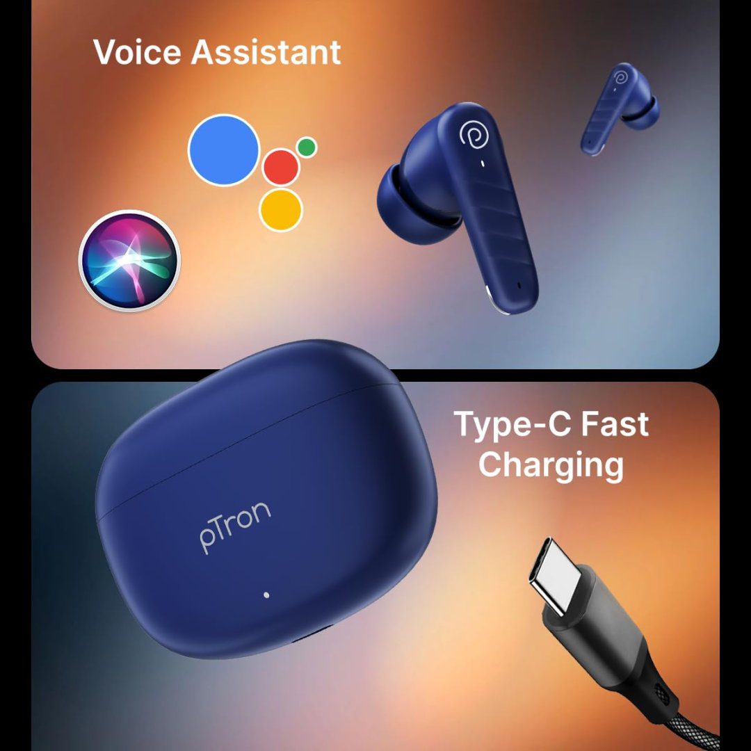 Bassbuds SparkBlue4 Bassbuds Spark in-Ear TWS Earbuds with Stereo Sound, 40Hrs Playtime, Stereo Calls, Bluetooth V5.3 Headphones with Quick Pairing, Touch Control, Voice Assistant, Type C Charging & IPX5 (Blue) - Image 4