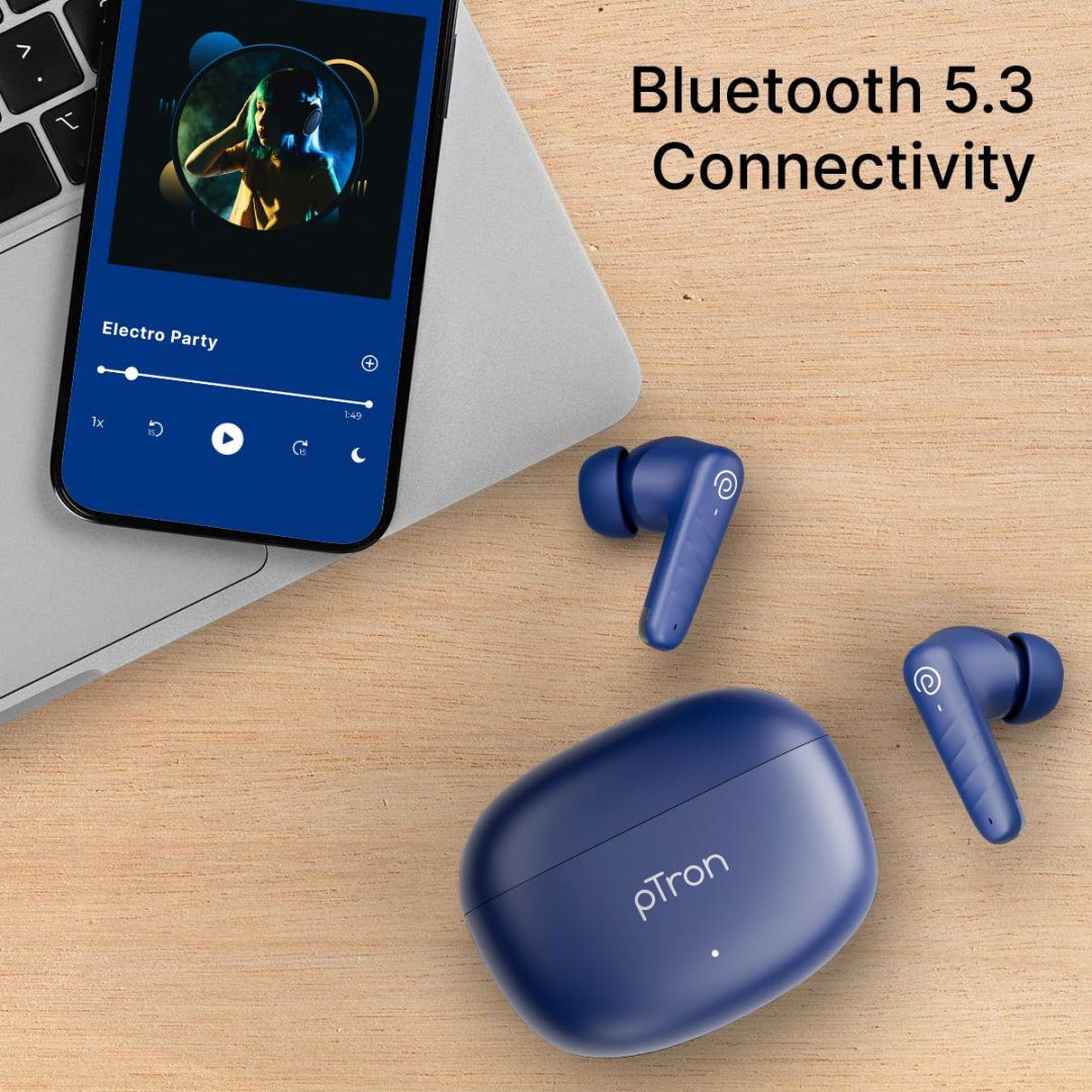 Bassbuds SparkBlue5 Bassbuds Spark in-Ear TWS Earbuds with Stereo Sound, 40Hrs Playtime, Stereo Calls, Bluetooth V5.3 Headphones with Quick Pairing, Touch Control, Voice Assistant, Type C Charging & IPX5 (Blue) - Image 3