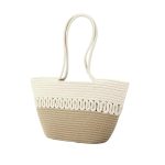 Attractive Hand Bag | large Tote Bag | Summer Bag | Bucket Bag | Basket Bag | Bamboo Tote | Beach Bags for Women | Boho Bag | Handbag | Jute Bag | Handmade Bag (Beige & White)
