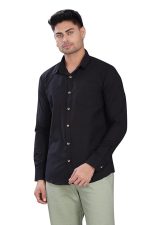 Men's Solid Slim Fit Shirt (Black)