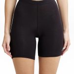 Women's High Coverage Super Combed Cotton Elastane Stretch Mid Waist Shorties with Concealed Waistband (Black)