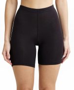Women's High Coverage Super Combed Cotton Elastane Stretch Mid Waist Shorties with Concealed Waistband (Black)