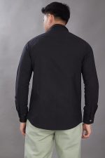 Men's Solid Slim Fit Shirt (Black) - Image 2