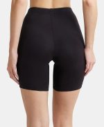 Women's High Coverage Super Combed Cotton Elastane Stretch Mid Waist Shorties with Concealed Waistband (Black) - Image 2