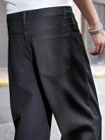Men's Loose Mid Rise Jeans || Wide Leg Jeans || Jeans || Baggy Jeans (Black) - Image 3