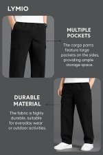 Men Cargo || Men Cargo Pants || Men Cargo Pants Cotton || Cargos for Men (Black) - Image 5