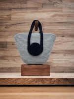 Attractive Hand Bag | Large Tote | Summer Bucket | Bamboo Beach Basket for Women | Boho Handbag | Jute Handmade (Grey) - Image 4