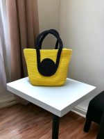 Attractive Hand Bag | Large Tote | Summer Bucket | Bamboo Beach Basket for Women | Boho Handbag | Jute Handmade (Yellow) - Image 3