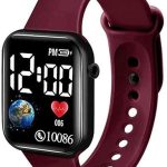 Colours Luminous LED Display Fashionable Children Kids Digital Watches Waterproof Sports Square Electronic Led Watch for Kids Boy Baby Girls Digital Watch for Kids - Brown