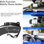 Car Phone Holder Clip Mount 360 Degree Rotation Dashboard Rear View Mirror Sun Visor Smartphone HUD Navigation Fold Stand Plastic Black Compatible For All Smart Phones - Image 4