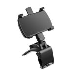 Car Phone Holder Clip Mount 360 Degree Rotation Dashboard Rear View Mirror Sun Visor Smartphone HUD Navigation Fold Stand Plastic Black Compatible For All Smart Phones - Image 3