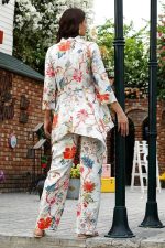 Women Ethnic Kurta Set | Rayon Co-Ord Set | Fancy Pajama Set | Floral Printed Top & Pant Set | Full Pair Set | A-line Kurta Set for Women (White) - Image 2
